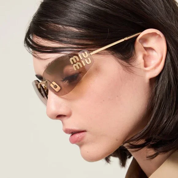 Miu Miu Men Sunglasses Gold Bronze Mirror Gradient Rectangle MUA51S 5AK20P NEW